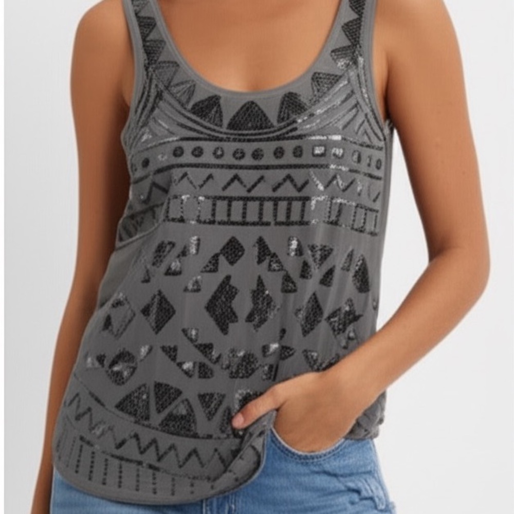 Express Gray Embellished Women’s Tank Top Small